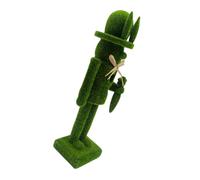 HIAKDOFT Easter Rabbit Nutcracker Figurine 26Cm Wooden Bunny Sculpture Floor Standing Nutcracker Soldier Puppet Traditional Holiday Decoration for Indoor and Outdoor Use