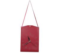 HIAKDOFT Elegant Retro PU Leather Wall Clock for Study Room and Coffee Shop Decor Precise Timekeeping Artistic Vintage Design Dark Red Finish Easy Installation Heritage Wall Clock