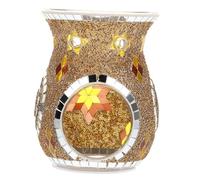 HIAKDOFT Ethnic Style Sunflower Mosaic Glass Candle Wax Warmer Aromatherapy Oil Diffuser Tealight Holder for Home Spa Decor and Fragrance Therapy