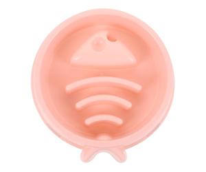 HIAKDOFT Fish Bone Slow Feeder Pet Bowl, Anti-choke Dog and Cat Food Dish, Pink Plastic Slow Feeding Bowl for Puppies and Cats