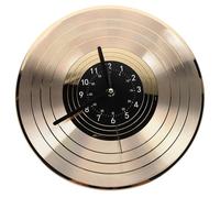 HIAKDOFT Golden Vinyl Record Wall Clock Silent Movement Artistic Music Wall Art Clock for Living Kitchen Decor Easy to Hang