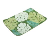 HIAKDOFT Green Polyester Anti-skid Bath Mat with Monstera Pattern for Home | Decorative Floor Mat, No Fading Finish, Toilet Area and Hallway Use, Easy Maintenance for Homeowners