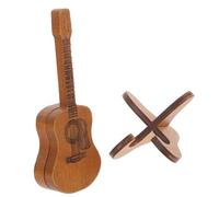 HIAKDOFT Guitar Picks Case Guitar Shape Wooden Pick Holder Easy to Carry and Easy to Open and Close Brown Storage Box for Small Things and Bass Plectrums