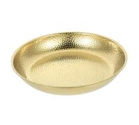 HIAKDOFT Hammered Gold Stainless Steel Round Plate Multi-Function Dinnerware for Serving Pasta Fruit Grilled Meats and Salads Stylish Stackable Kitchen Tray