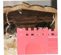 HIAKDOFT Hamster Hideout Double Layer Villa House Ramp Large Pink Cage for and Dwarf Hamsters Small Animal Play Hut