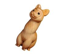 HIAKDOFT Hand Carved Wooden Alpaca Ornament Unique Animal Figurine Decorative Desk Sculpture for Home and Office Shelves Compact Creative Wood Craft Collectible Art