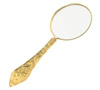 HIAKDOFT Handheld Magnifying Glass with Glass Lens Portable European Style Embossed Metal Magnifier for Reading Elderly Use Detective Tasks Reusable Tool