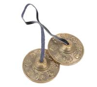 HIAKDOFT Handmade Brass Meditation Bell Cymbal with Storage Bag Musical Instrument for Yoga Meditation Mindfulness and Sound Healing Featuring Eight Auspicious Patterns Suitable for Adults