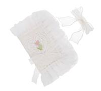 HIAKDOFT Handmade Lace Book Cover Strap Protective Fabric Sleeve for Students Notebooks Exercise Books Reusable Scratch Resistant Protector with Creative Decorative Design