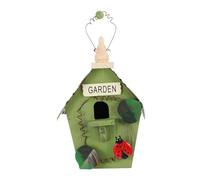 HIAKDOFT Handmade Rustic Bird Nest Hanging House with Green Roof Outdoor Bird Shelter for Garden and Porch Decoration Natural Material Birdhouse with Hook