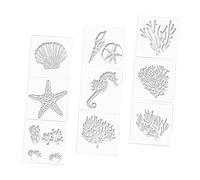 HIAKDOFT Hawaiian Ocean Series Painting Stencils Flexible Pet Templates with Smooth Edges Reusable Hollow Art Stencils for DIY Home Decor and Crafts