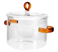 HIAKDOFT Heat-Resistant Glass Soup Pot with Double Handles Transparent Stew Pot for Noodles Food and Soups Suitable for Stovetop and Electric Ceramic Cookers
