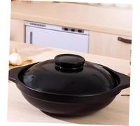 HIAKDOFT High Temperature Resistant Korean Clay Pot Ceramic Cookware with Lid and Tray for Braising Stewing Noodles Ramen Single Serving Non-Stick Stockpot for Stove Top Cooking