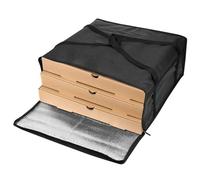 HIAKDOFT Insulated Pizza Carrier Bag Black Food Warmer Cooler with Zipper for Takeaway Grocery Shopping Multi Functional Insulated Design for Hot Cold Foods