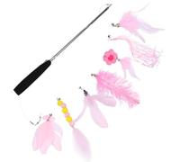HIAKDOFT Interactive Cat Set 8pcs with 3-Section Retractable Fishing Stick and Plumage Replacement Heads for Indoor Cat Teasing and Play