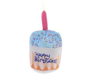 HIAKDOFT Interactive Pet Cat Birthday Cake Small Plush Chewing for Kitten Teething and Molar Care, Cute Simulation Birthday Cake Shape Cat