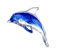 HIAKDOFT Little Dolphin Crafts Blue Glass Figurine Decorative Dolphin Ornament for Home Desktop Smooth Surface Animal Art Sculpture Creative Small Gift for Friends and Family