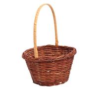 HIAKDOFT Mini Handmade Woven Basket with Round Handle Creative Desktop Decor and Easter DIY Activity Prop for Home and School Small Childrens Storage Basket Micro Decorative Organizer