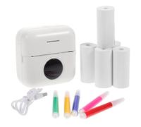 HIAKDOFT Mini Pocket Printer Portable Wireless Thermal Photo and Label Printer 5 Rolls Paper and 5 Colored Pens Suitable for Students Office Use