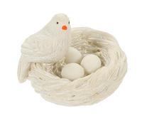 HIAKDOFT Miniature Resin Bird Nest with Tiny Artificial Bird Figurine Realistic Garden Decoration for Doll Houses Lightweight Nature Inspired Ornament for Home and Holiday Display