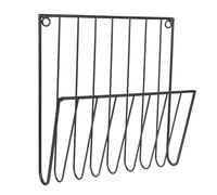 HIAKDOFT Modern Iron Wall Mounted Magazine Holder with Hooks Metal File Organizer Rack for Home Office Versatile Storage for Mail Magazines Folders and Accessories Minimalist Black Wall