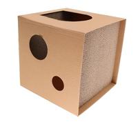 HIAKDOFT Multi Functional Corrugated Cardboard Cat Scratcher Nest with Square Scratch Pad Pet Supplies for Indoor Cats Comfortable Resting Bed and Home Decor