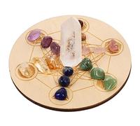 HIAKDOFT Natural Crystal Meditation Stone with Decorative Divination Board for Home Decor Rough Gemstone Display for Meditation Chakra Healing and Spiritual Balance Gift