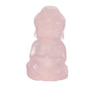 HIAKDOFT Natural Rose Quartz Buddha Figurine Hand-Carved Sitting Statue for Feng Shui Home Decor Spiritual Zen Ornament with Raw Crystal Texture and Tranquil Harmony