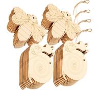 HIAKDOFT Natural Wooden Insect Craft Slices with Rope Unfinished Smooth Wood Pieces for DIY Creativity Handcrafts Party Decorations and Home