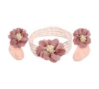 HIAKDOFT Newborn Socks Infant Sock Set for Baby Hundred Days with Flower Headband Breathable Cotton Lace Style Adorable Fashionable Non-Slip for Newborn Girls