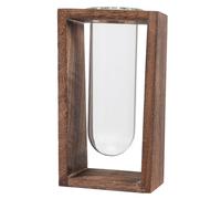 HIAKDOFT Nordic Style Wooden Rack Hydroponic Vase with Detachable Glass Tubes Artistic Plant Propagation Station for Indoor Flowers Vintage Desk Planter Home Decor