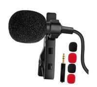 HIAKDOFT Omnidirectional Clip-on Lavalier Microphone 3.5mm Mini Recording Lapel Mic for Mobile Phone and Pc with Black and Red Foam Windscreens - Interview and Vlogging Microphone