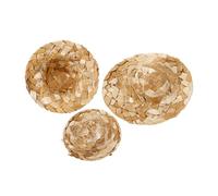 HIAKDOFT Parrot Straw Hat Set - 3pcs Natural Straw Bird Hats for Medium and Small Parrots, Summer Toy Accessories for African Grey, Cockatiels, and Parakeets