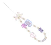 HIAKDOFT Pink Heart Bear Beaded Phone Strap Charm Bracelet Anti-lost Mobile Phone Lanyard Wrist Strap Decorative Kawaii Accessory for Camera U Disk