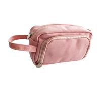 HIAKDOFT Pink Large Capacity Canvas Pencil Case Stationery Bag for Students with Flat Zipper Easy-Open Storage Holder for Pens and School Supplies