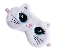 HIAKDOFT Plush Cartoon Cat Eye Mask for Soft Elastic Band Sleep Blindfold Light Blocking Comfortable Eye Cover for Home Travel Nap and Office Use