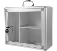 HIAKDOFT Portable Aluminum Alloy Wall-mounted Lockable Storage Box Medium Size Medical Organizer Household First Aid Case for Home and Community Use