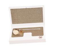 HIAKDOFT Portable Cat Scratching Board Laptop Shaped with Teaser Stick Skin-friendly Scratch Pad for Indoor Cats Interactive Exercise and Relaxation Space-saving Design