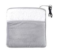 HIAKDOFT Portable Electric Heated Foot Warmer Pad for Under Desk Use, Foldable Gray Plush Cotton Heating Cushion, USB Powered Foot Heating Mat for Home and Office, 11.8X11.8 Inch