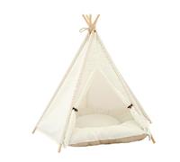 HIAKDOFT Portable Pet Triangle Tent Bed with Washable Cushion Breathable Canvas Cat Nest and Dog Shelter for Indoor Use Scratch-resistant Cozy House Providing Private Resting Space