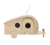 HIAKDOFT Portable Wooden Birdhouse 1 Nesting Box Beige Natural Wood Provides A Safe Living Environment for Birds in Yard Or Courtyard Garden Decor