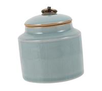 HIAKDOFT Practical Small Blue Ceramic Storage Container with Sealed Lid Moisture Airtight Food Jar for Home Kitchen Suitable for Sugar Nuts Easy Clean Pot