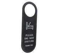 HIAKDOFT PU Double Sided Do Not Disturb Door Hanger Sign for Hotel Black Privacy Notice for Home Office Bedroom Fits Various Door Handles
