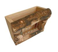 HIAKDOFT Rabbit Feeder Hay Rack with Stainless Steel Mesh Holder, Wooden Feeder Rack for Guinea Pig and Chinchilla Cages, Large Capacity Pet Cage Food Dispenser for Small Animals