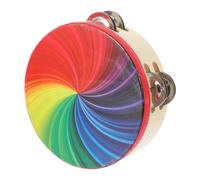 HIAKDOFT Rainbow Pattern Double Row Tambourine Musical Percussion Instrument with Jingle Bells for Educational Rhythm for Party Dance and Concert Fun