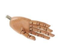 HIAKDOFT Realistic Wooden Mannequin Hand Model with Flexible Joints for Sketching and Drawing Solid Wood Articulated Right Hand Figurine with Natural Grain Textures and Multiangle Bending