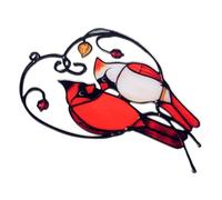 HIAKDOFT Red Hollowed Stained Glass Bird Hanging Ornament Elegant Red Window Decor for Home and Garden Handcrafted Decorative Bird Sculpture Wall Art for Indoor Outdoor Use