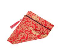 HIAKDOFT Red Silk Brocade Buddhist Zen Book Wrap Bag Fabric Scripture Pouch for Bible and Confucian Texts Spacious Organizer for Womens Wallet and Document Storage Elegant Floral Design