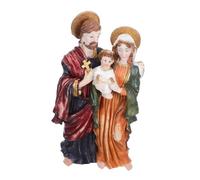HIAKDOFT Resin Jesus Nativity Scene Statue with Mary and Detailed Biblical Sculpture for Christmas Table Decor Religious Figurine Holiday Display Centerpiece