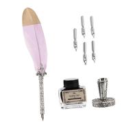 HIAKDOFT Retro Quill Pen Dip with Inkwell Practical Fountain Pen for Calligraphy Beginners Multi-color Ink Compatible Elegant Household Writing and Drawing Tool